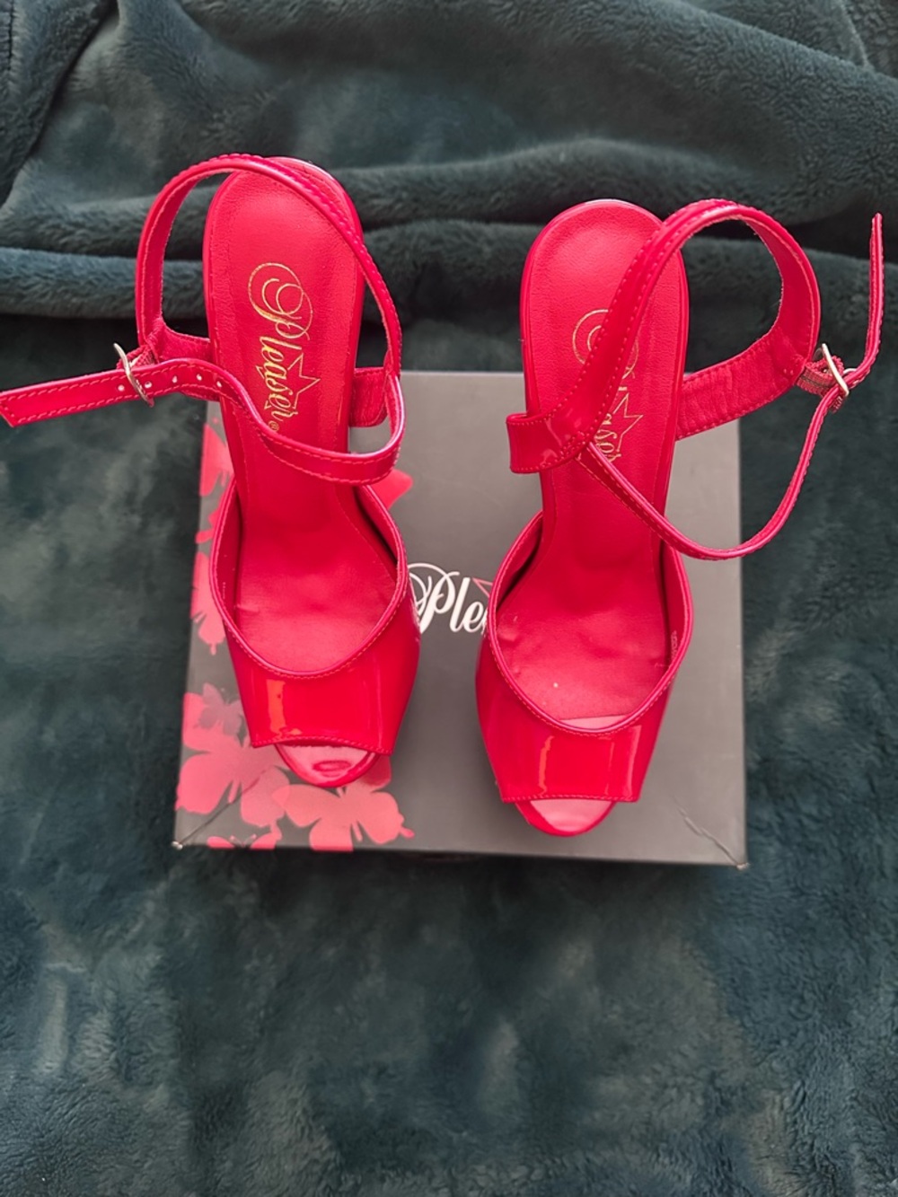 Pleaser red patent heels